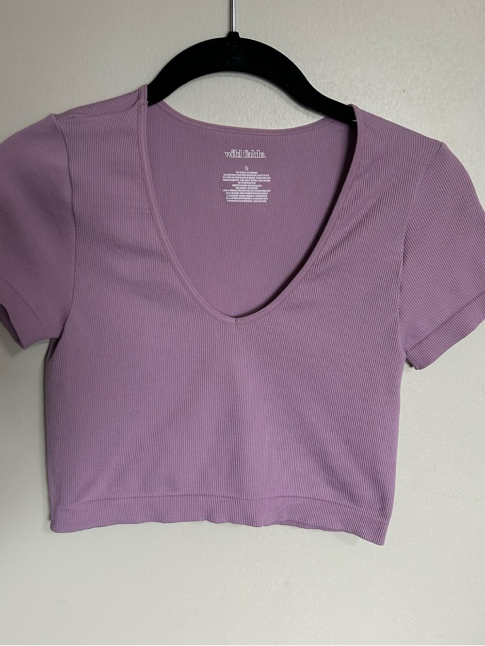wild fable Lilac V-Neck Ribbed Crop Tee